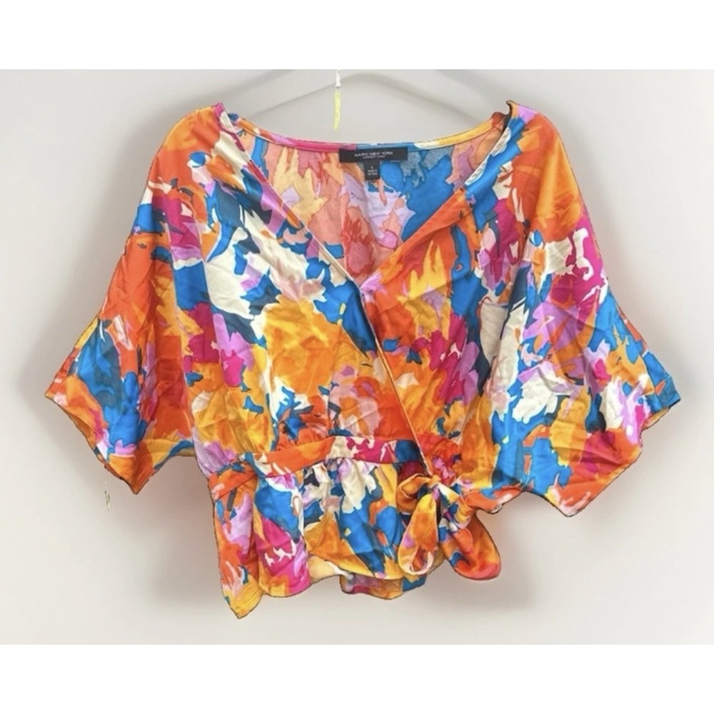 Women's Marc New York Andrew Marc Vibrant Colorful Wrap Blouse Size L